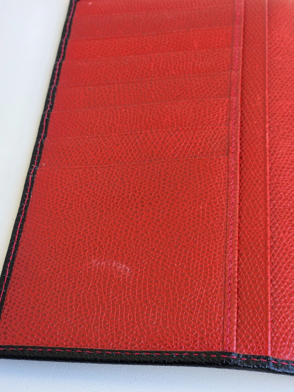 Celine Paris Red Leather Card/ Passport Holder/long Bifold Wallet